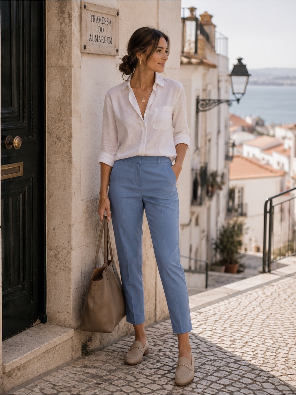 Massimo Dutti Women's Pants Size 8 Trousers Blue PORTUGAL🇵🇹MADE Mod 5034